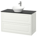 TÄNNFORSEN/VÄSTERSJÖN Wash-stnd w drawers/wash-basin/tap, white/black marble effect, 102x49x79 cm
