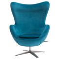 Armchair Egg Velvet, blue