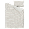 BANDKNIPPE Duvet cover and pillowcase, white/beige, 150x200/50x60 cm
