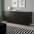 BESTÅ Wall-mounted cabinet combination, black-brown/Lappviken black-brown, 180x42x64 cm