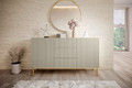 Cabinet with 2 Doors & 3 Drawers Nicole 150cm, cashmere/gold legs