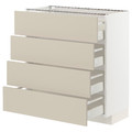 METOD / MAXIMERA Base cab 4 frnts/4 drawers, white/Havstorp beige, 80x37 cm