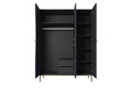 Wardrobe Nicole with Drawer Unit 150 cm, dark blue, gold handles and legs