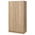 VILHATTEN Wardrobe with 2 doors and 2 drawers, oak effect