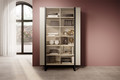 High Cabinet Display Cabinet Verica 120 cm, cashmere, black legs