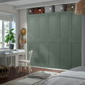PAX / GRIMO Wardrobe combination, white/grey-green, 250x60x236 cm