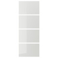 HOKKSUND 4 panels for sliding door frame, high-gloss light grey light grey, 75x201 cm