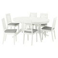 ROSENTORP / NÄSINGE Table and 6 chairs, white/Tibbleby beige-grey white, 160/215x110 cm