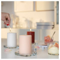 ÄDELSYREN Scented pillar candle, grapefruit & rose/mixed colours, 30 hr, 3 pack