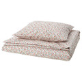 GULLNATTLJUS Duvet cover and pillowcase, white/floral pattern, 150x200/50x60 cm