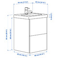ENHET / TVÄLLEN Wash-stnd w drawers/wash-basin/tap, grey/grey frame, 44x43x65 cm