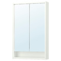 FAXÄLVEN Mirror cabinet w built-in lighting, white, 60x15x95 cm