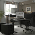 MITTZON Desk sit/stand, electric black stained ash veneer/black, 140x60 cm