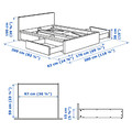 MALM Bed frame, high, w 4 storage boxes, white, Luröy, 160x200 cm
