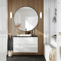 ÄNGSJÖN / BACKSJÖN Wash-stnd w drawers/wash-basin/tap, high-gloss white/black marble effect, 102x49x71 cm