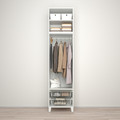 PLATSA Wardrobe with 2 doors, white STRAUMEN mirror glass /FONNES white, 60x57x251 cm