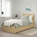 MALM Bed frame, high, with 2 storage boxes, white stained oak effect, 90x200 cm