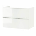 GODMORGON Wash-stand with 2 drawers, high-gloss white, 80x47x58 cm