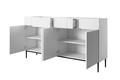 Cabinet with 4 Doors & 4 Drawers Nicole 200cm, matt white, black legs