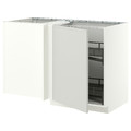 METOD Corner base cab w pull-out fitting, white/Aspudden light grey, 128x68 cm
