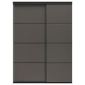 SKYTTA / MEHAMN Sliding door combination, black/double sided dark grey, 177x240 cm