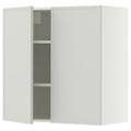 METOD Wall cabinet with shelves/2 doors, white/Aspudden light grey, 80x80 cm
