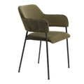 Dining Chair Lima, velvet, armrests, green