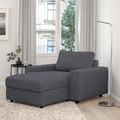 VIMLE Chaise longue, with wide armrests/Gunnared medium grey