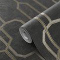 GoodHome Vinyl Wallpaper on Fleece Leucie, black/gold