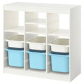 TROFAST Storage combination, with shelves/boxes room divider/white light blue, 99x44x94 cm
