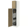 METOD High cabinet with cleaning interior, white/Forsbacka oak, 40x60x200 cm