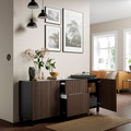BESTÅ Storage combination with drawers, black-brown Björköviken/Stubbarp/brown stained oak veneer, 180x42x74 cm
