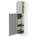 METOD High cabinet with cleaning interior, white/Lerhyttan light grey, 60x60x220 cm