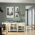 BESTÅ Storage combination with doors, white Glassvik/Stubbarp/white/light green clear glass, 180x42x74 cm