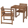 NÄMMARÖ Table+2 chairs w armrests, outdoor, light brown stained, 75 cm