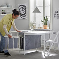 KALLHÄLL Gateleg table with storage, white/light grey, 89x98 cm