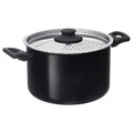 HEMLAGAD Pot with lid, non-stick coating black, 5 l