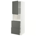 METOD / MAXIMERA Hi cab f micro w door/2 drawers, white/Voxtorp dark grey, 60x60x200 cm