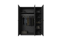 Wardrobe Nicole 150 cm, matt black, gold handles