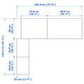 PAX Corner wardrobe, white stained oak effect, 160/188x201 cm