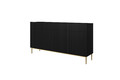 Cabinet with 4 Doors & 4 Drawers Nicole 200cm, matt black, gold legs