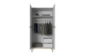 Wardrobe Nicole with Drawer Unit 100 cm, matt white, gold legs