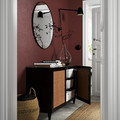 BESTÅ Storage combination with doors, black-brown Studsviken/Kabbarp/dark brown woven poplar, 120x42x74 cm
