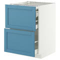 METOD / MAXIMERA Bc w pull-out work surface/3drw, white/Lerhyttan blue, 60x60 cm