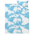 ÄNGSVITVINGE Duvet cover and pillowcase, blue/white, 150x200/50x60 cm