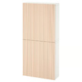 BESTÅ Wall cabinet with 2 doors, white/Björköviken birch veneer, 60x22x128 cm