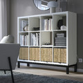 KALLAX Shelving unit with underframe, white/black, 147x129 cm