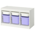 TROFAST Storage combination with boxes, white white/lilac, 99x44x56 cm