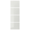 HOKKSUND 4 panels for sliding door frame, high-gloss light grey light grey, 75x236 cm