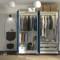 PAX / FYRUDDEN Wardrobe combination, white/blue, 200x60x201 cm